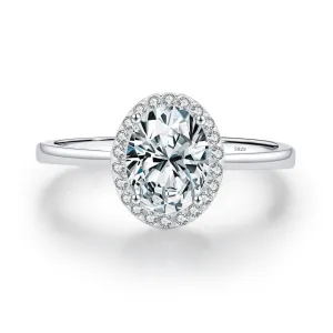 925 Sterling Silver Zircon Ring for Wedding Proposal, European and American Luxury Fashion