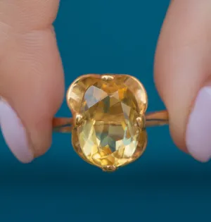 9ct Gold Citrine Buttercup Set Ring, 4.85ct