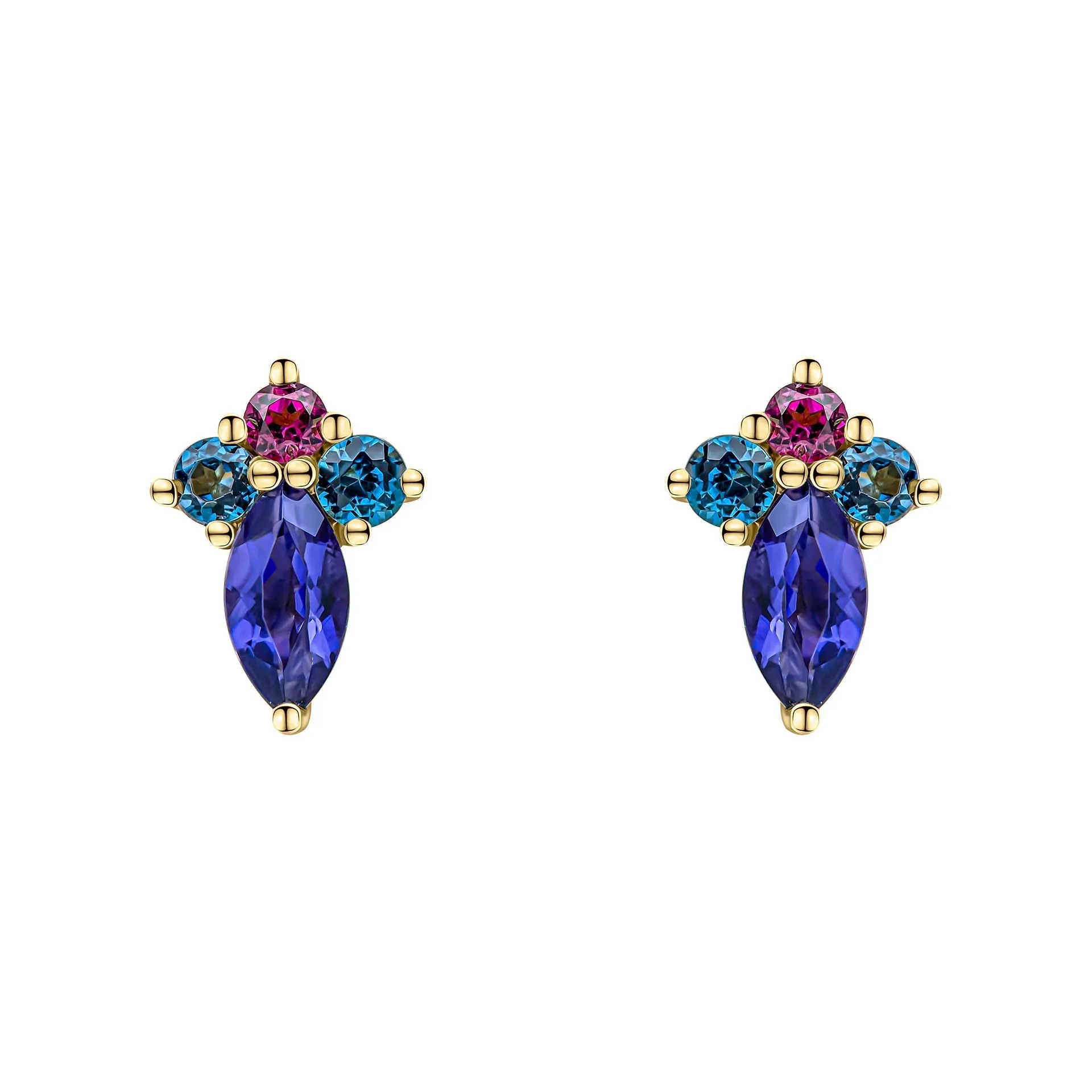 9ct Gold Topaz Rhodolite Earrings GE2483