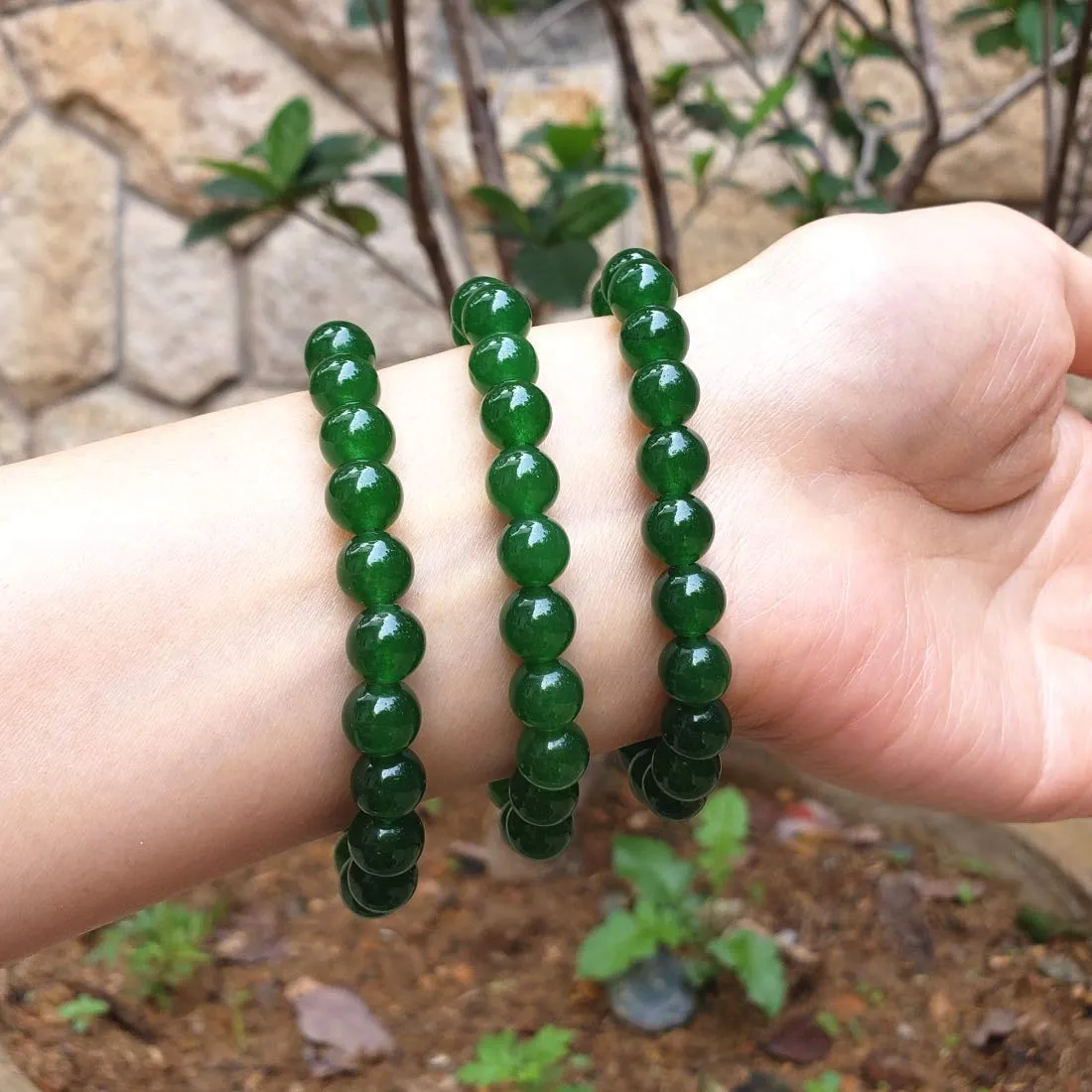 Adabele Natural Gemstone Bracelet 7" 7.5" 8" 8.5 Inch Stretch Chakra Gems Stones 8mmm (0.31") Beads Healing Crystal Quartz Jewelry Women Men Girls Birthday Gifts 7.0 Inches jade