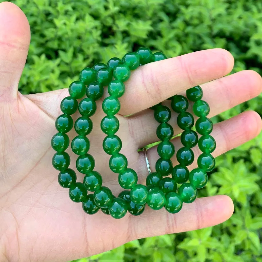 Adabele Natural Gemstone Bracelet 7" 7.5" 8" 8.5 Inch Stretch Chakra Gems Stones 8mmm (0.31") Beads Healing Crystal Quartz Jewelry Women Men Girls Birthday Gifts 7.0 Inches jade