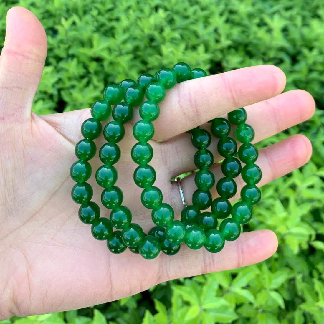 Adabele Natural Gemstone Bracelet 7" 7.5" 8" 8.5 Inch Stretch Chakra Gems Stones 8mmm (0.31") Beads Healing Crystal Quartz Jewelry Women Men Girls Birthday Gifts 7.0 Inches jade