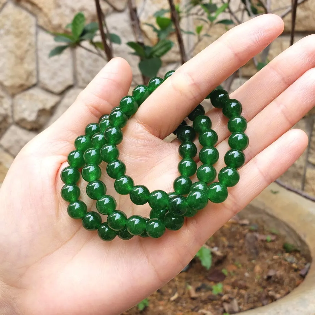 Adabele Natural Gemstone Bracelet 7" 7.5" 8" 8.5 Inch Stretch Chakra Gems Stones 8mmm (0.31") Beads Healing Crystal Quartz Jewelry Women Men Girls Birthday Gifts 7.0 Inches jade