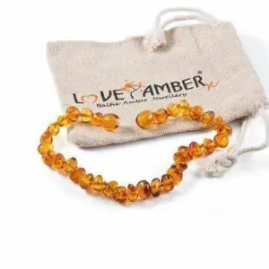 Adult Honeypot Polished Honey Baltic Amber Anklet