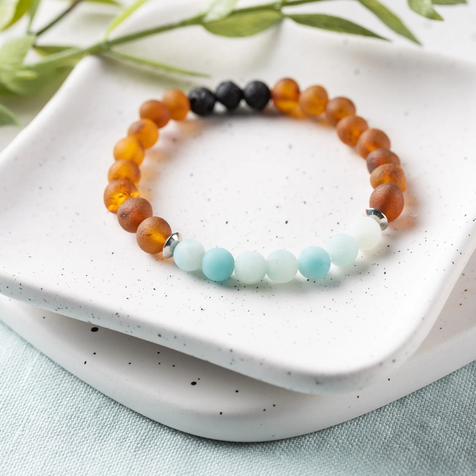 Adults | Amazonite   Raw Cognac Aromatherapy Bracelet
