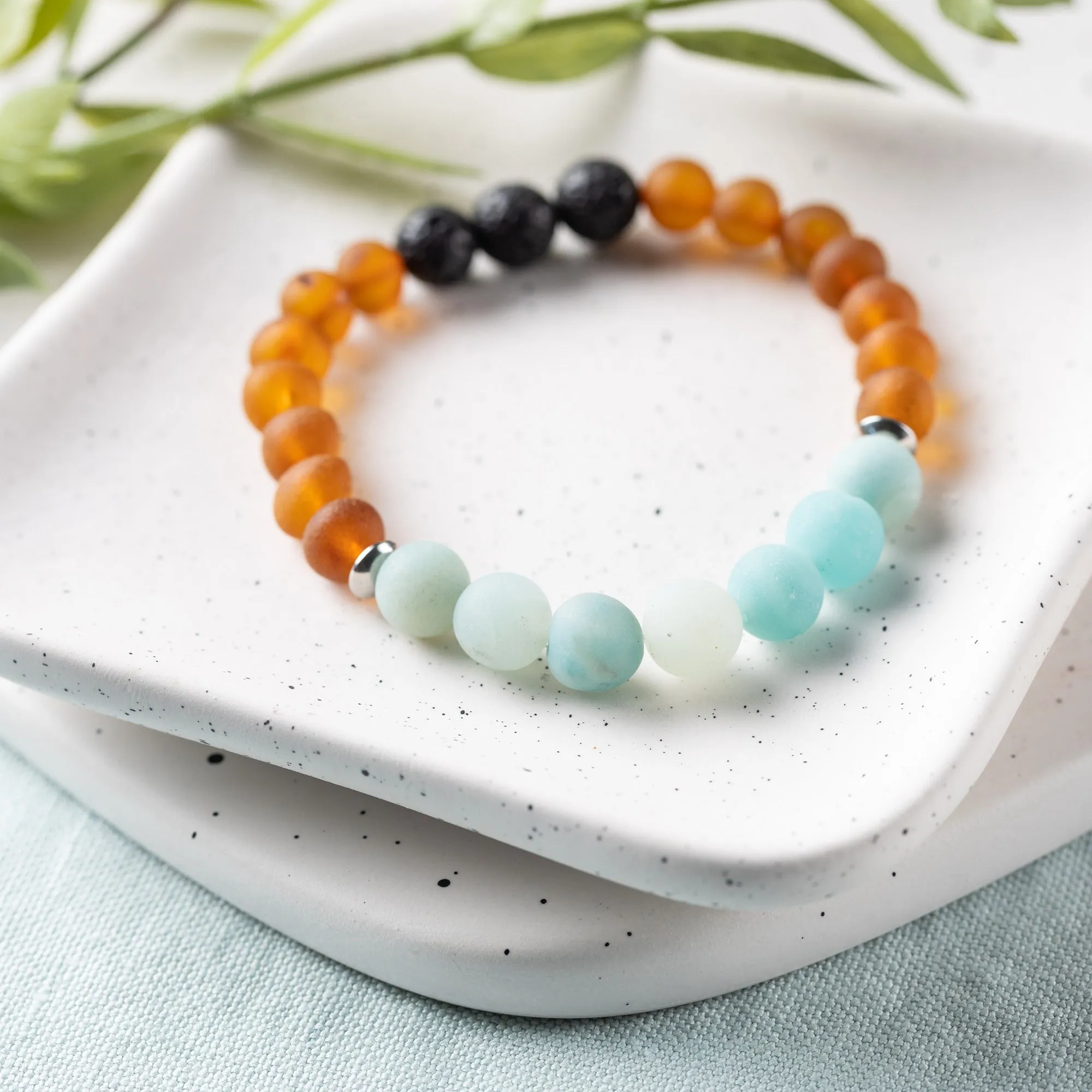 Adults | Amazonite   Raw Cognac Aromatherapy Bracelet