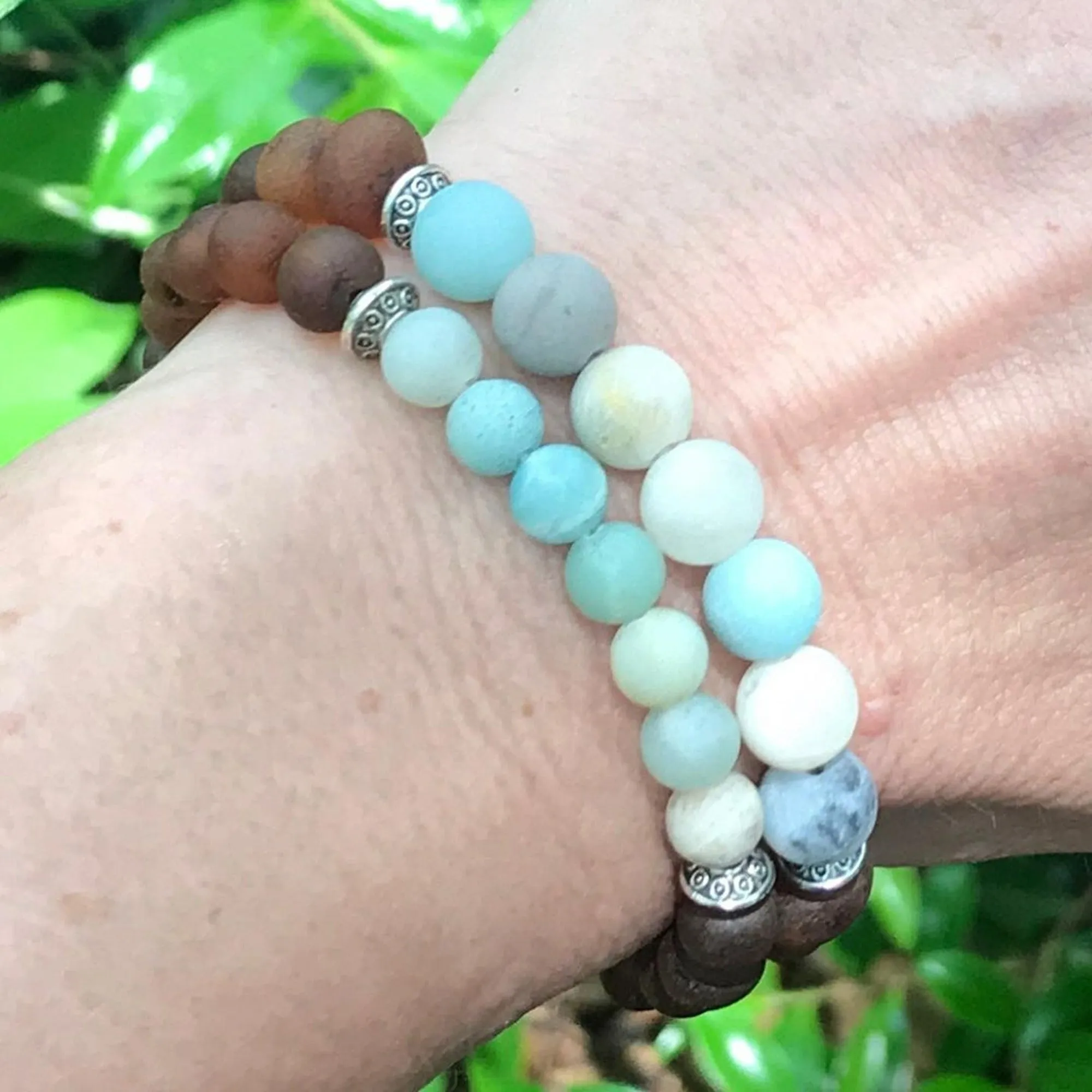 Adults | Amazonite   Raw Cognac Aromatherapy Bracelet