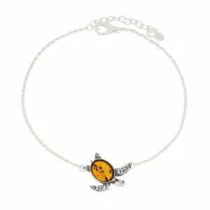 Amber Sterling Silver Ladies Turtle Bracelet
