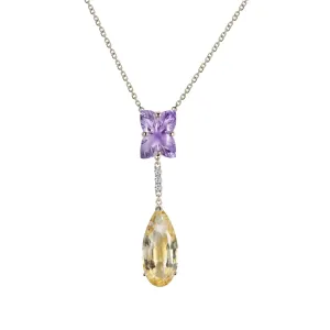 Amethyst & Citrine White Diamond Pendant