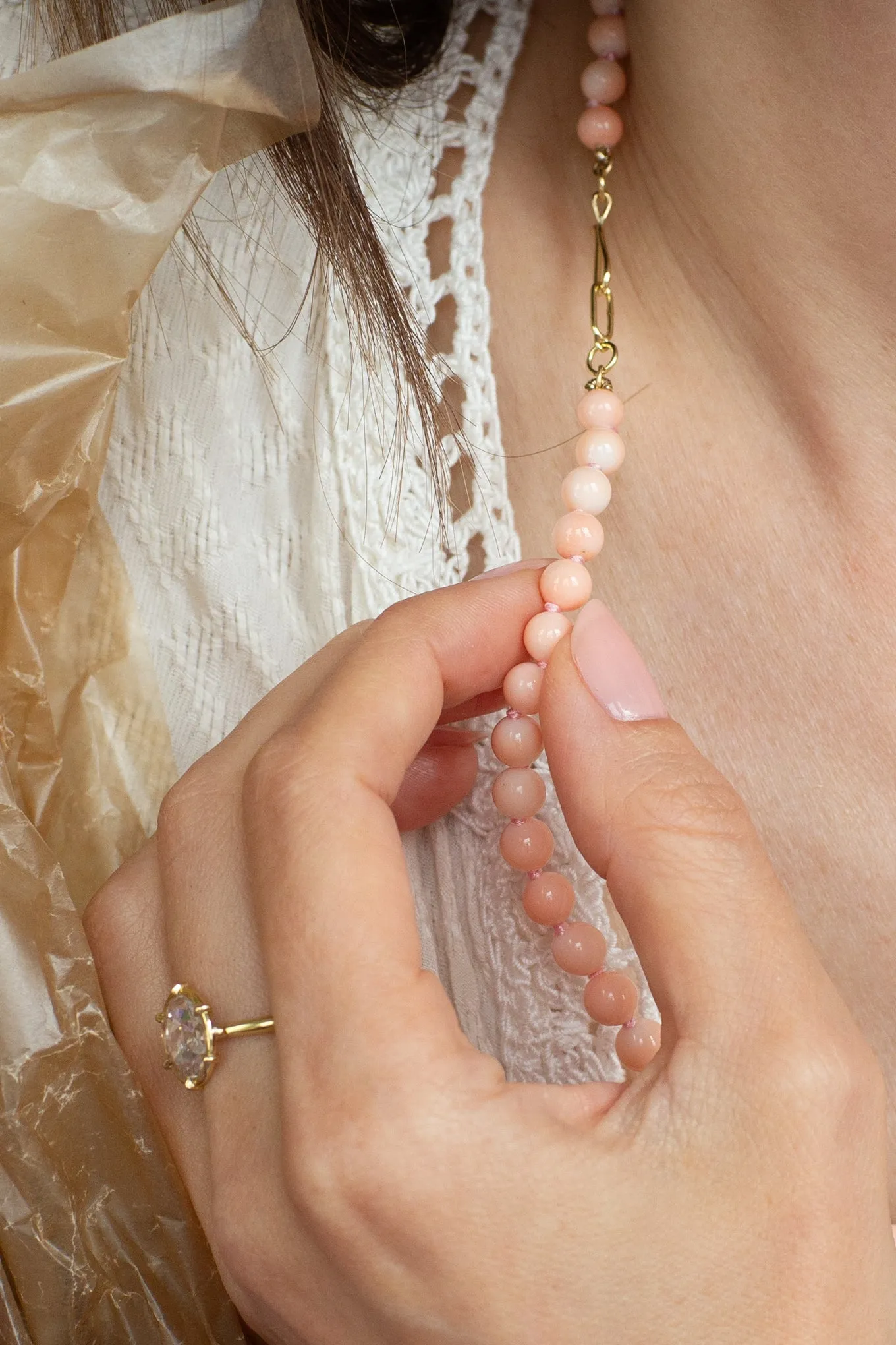 Antique Pink Coral Necklace