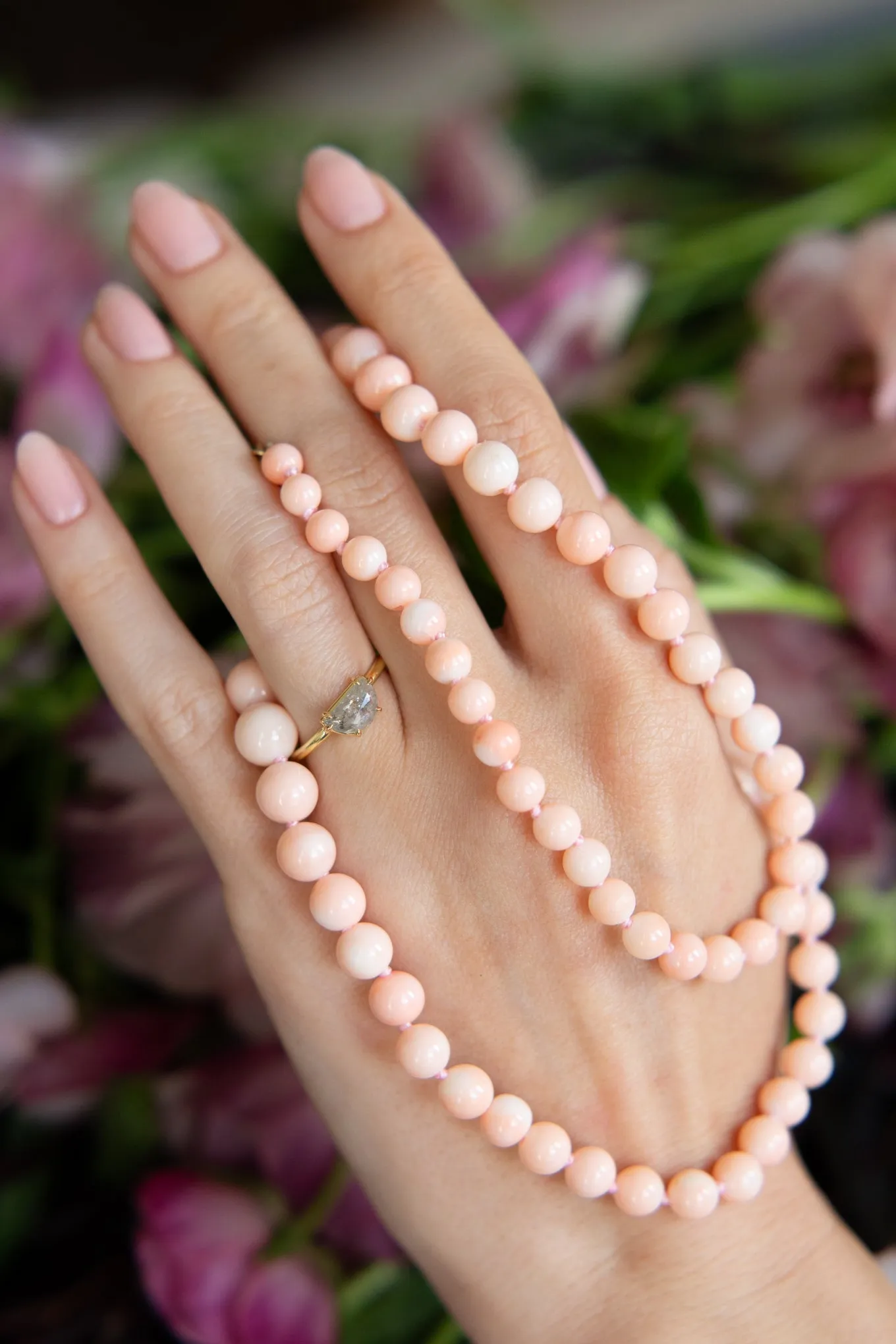 Antique Pink Coral Necklace