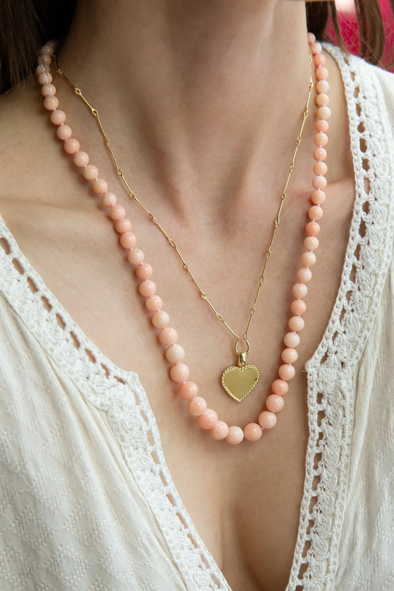 Antique Pink Coral Necklace