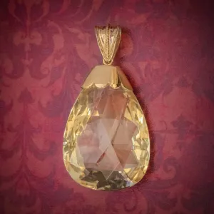 Antique Victorian Citrine Pendant 50Ct Citrine 9Ct Gold Circa 1900