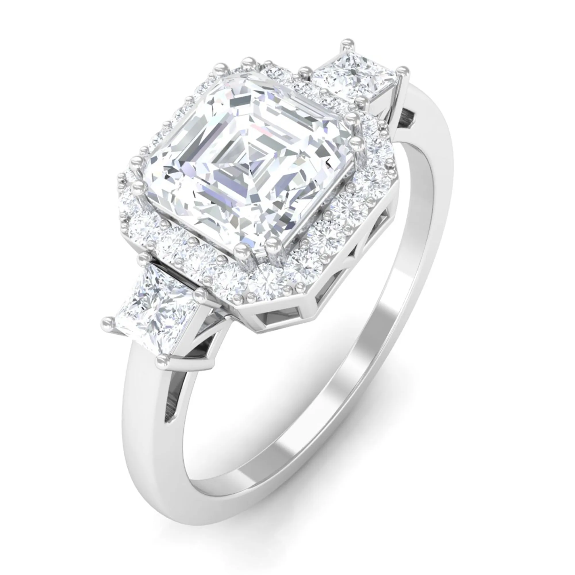 Asscher Cut Zircon Statement Engagement Ring