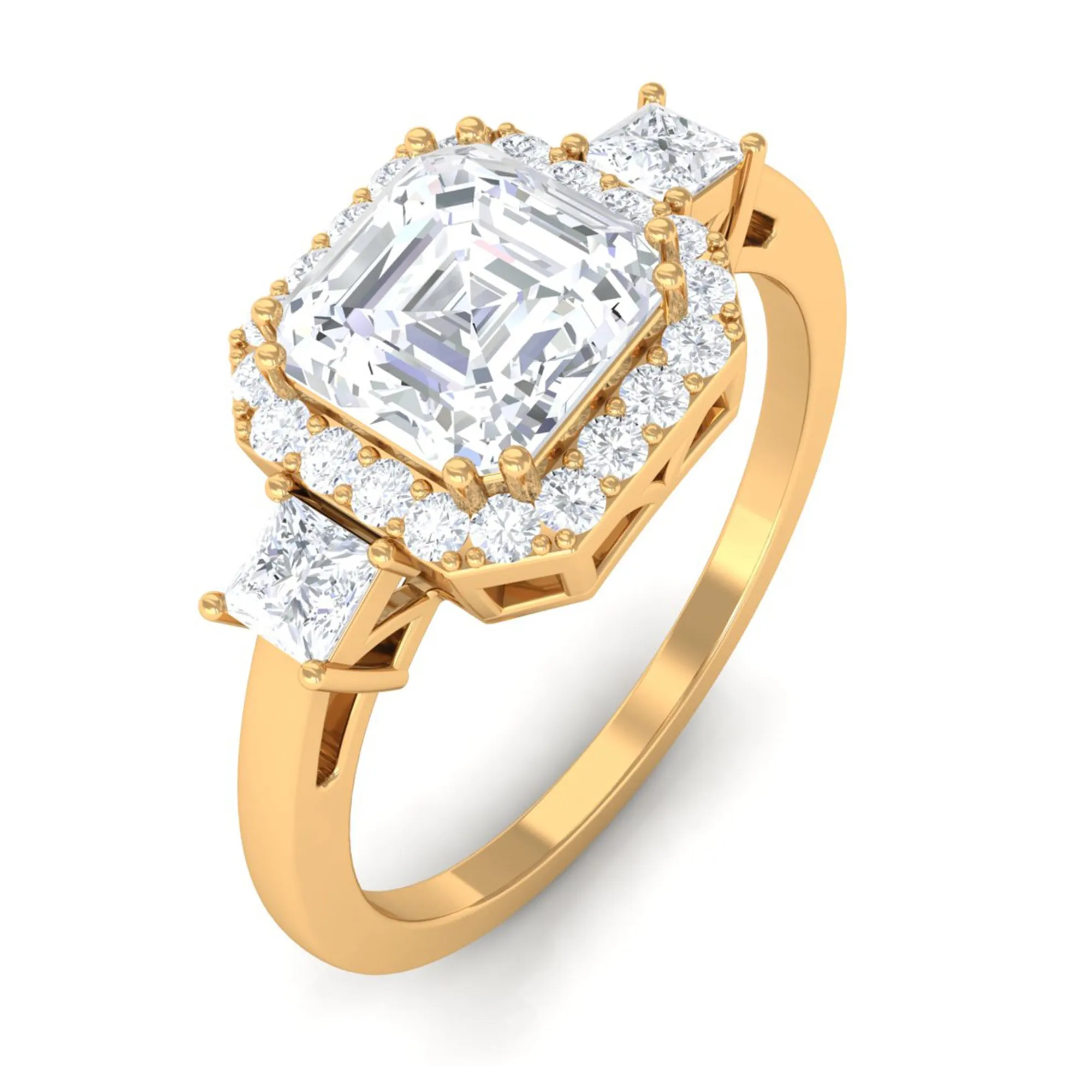 Asscher Cut Zircon Statement Engagement Ring
