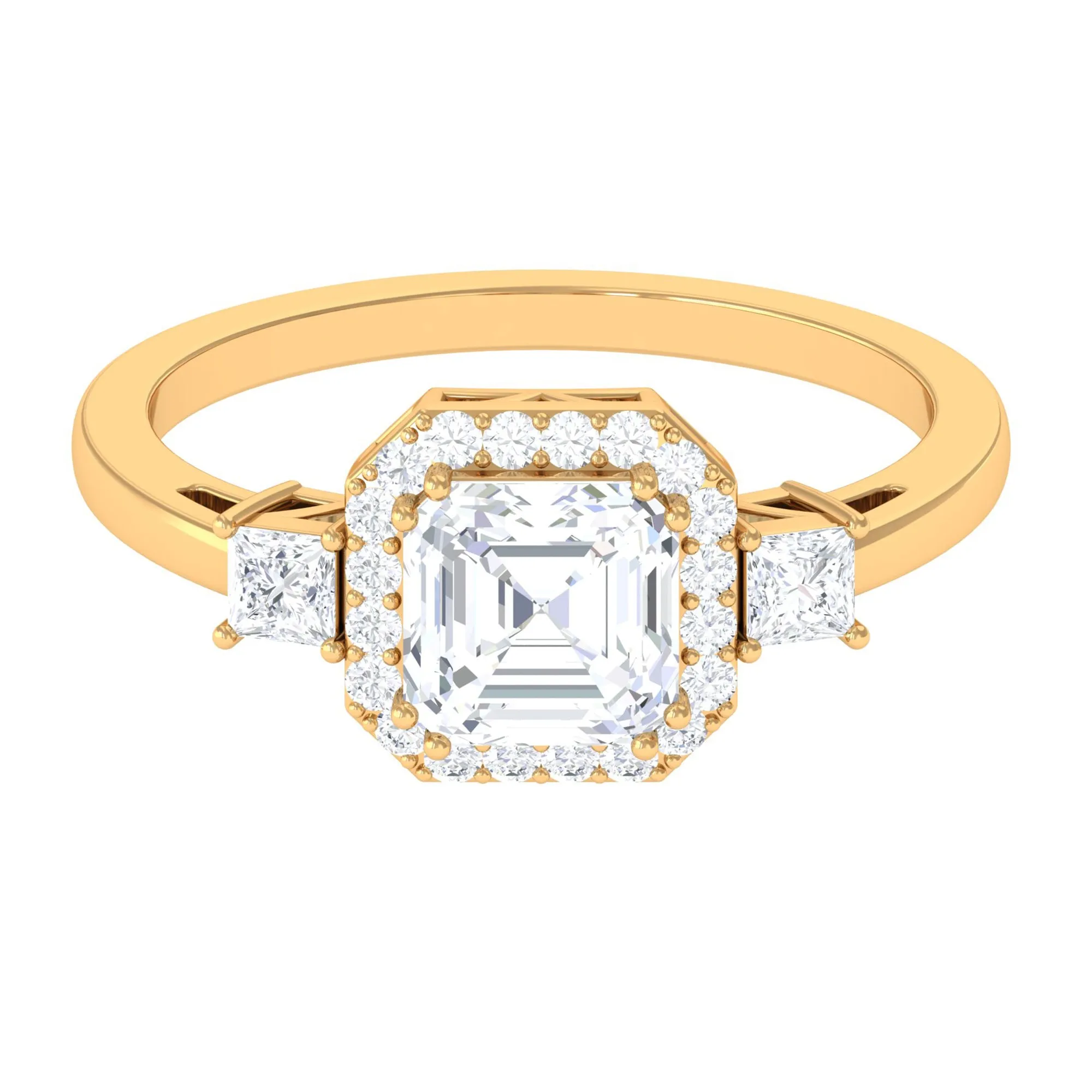 Asscher Cut Zircon Statement Engagement Ring