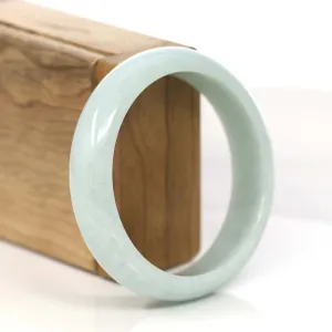 Baikalla Classic White Jadeite Jade Wider Bangle Bracelet (58.89 mm) #782