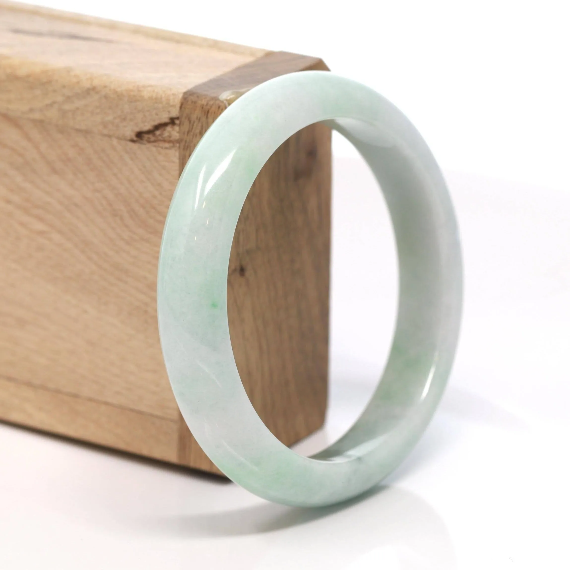 Baikalla™ "Classic Bangle" Genuine Burmese Green Jadeite Jade Bangle Bracelet (57 mm) #177