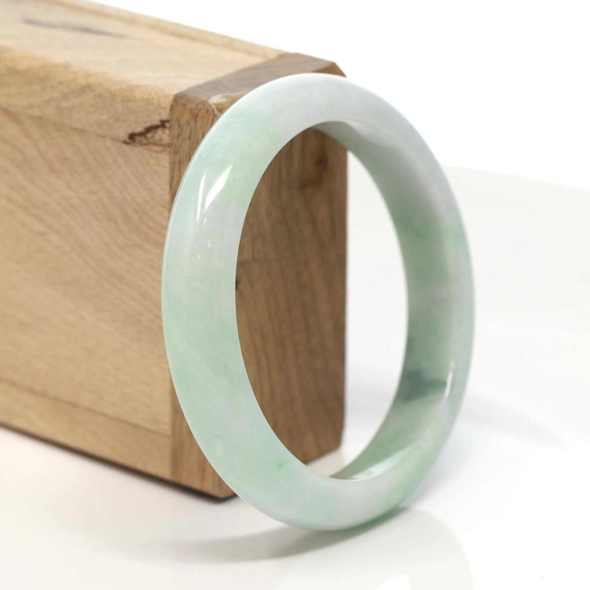 Baikalla™ "Classic Bangle" Genuine Burmese Green Jadeite Jade Bangle Bracelet (57 mm) #177
