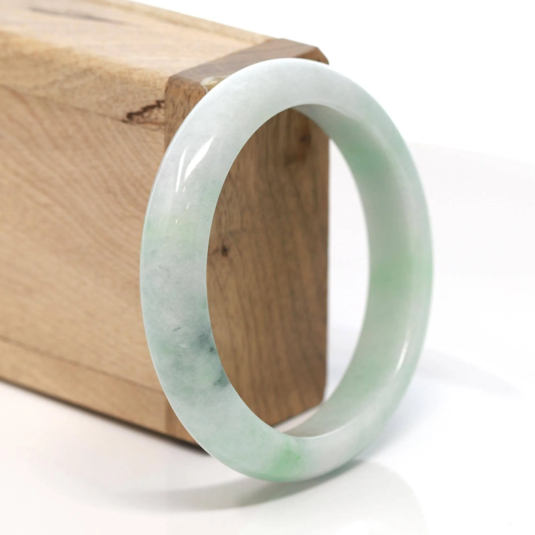 Baikalla™ "Classic Bangle" Genuine Burmese Green Jadeite Jade Bangle Bracelet (57 mm) #177