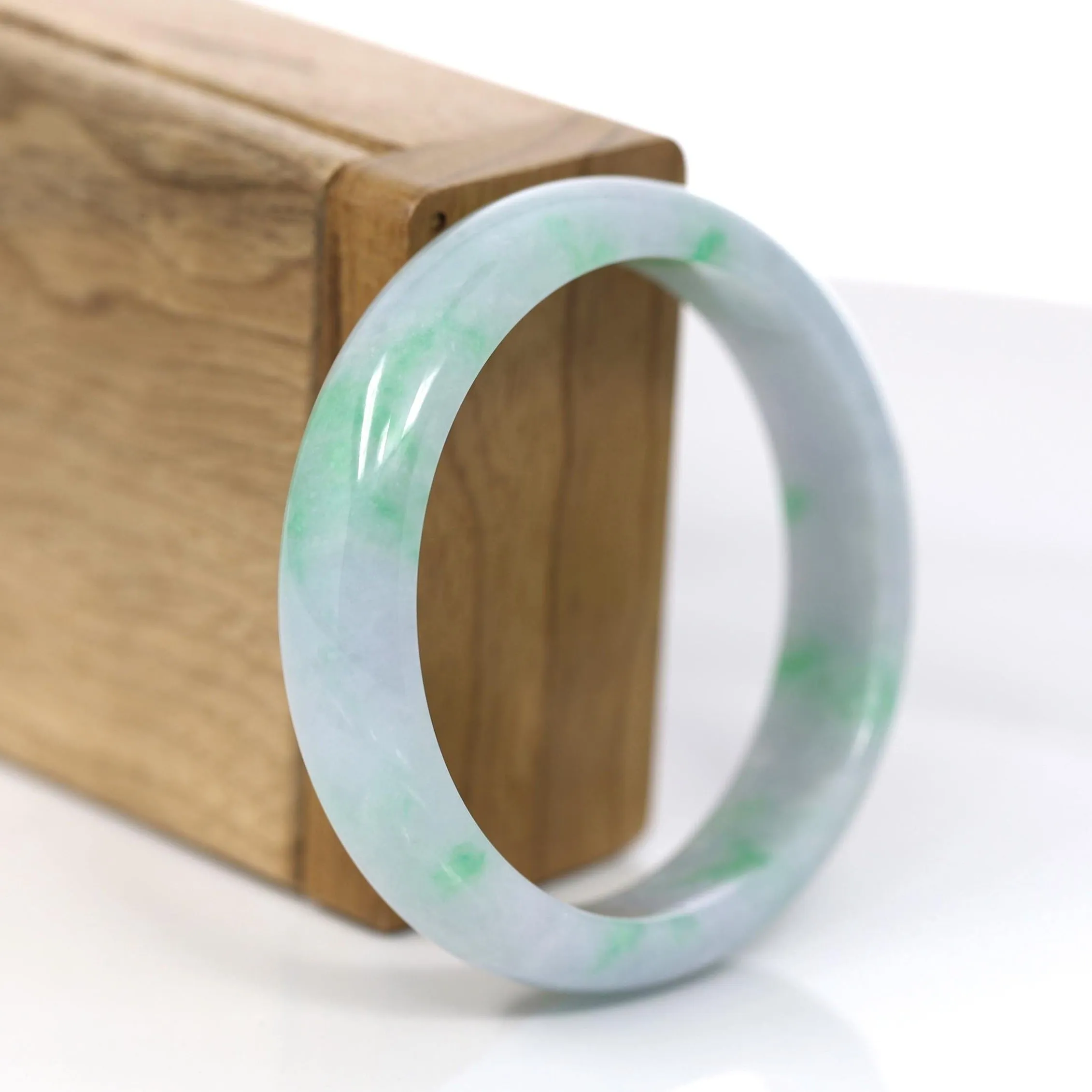 Baikalla™ "Classic Bangle" Genuine Jadeite Jade Green Bangle Bracelet (55.48mm)#930