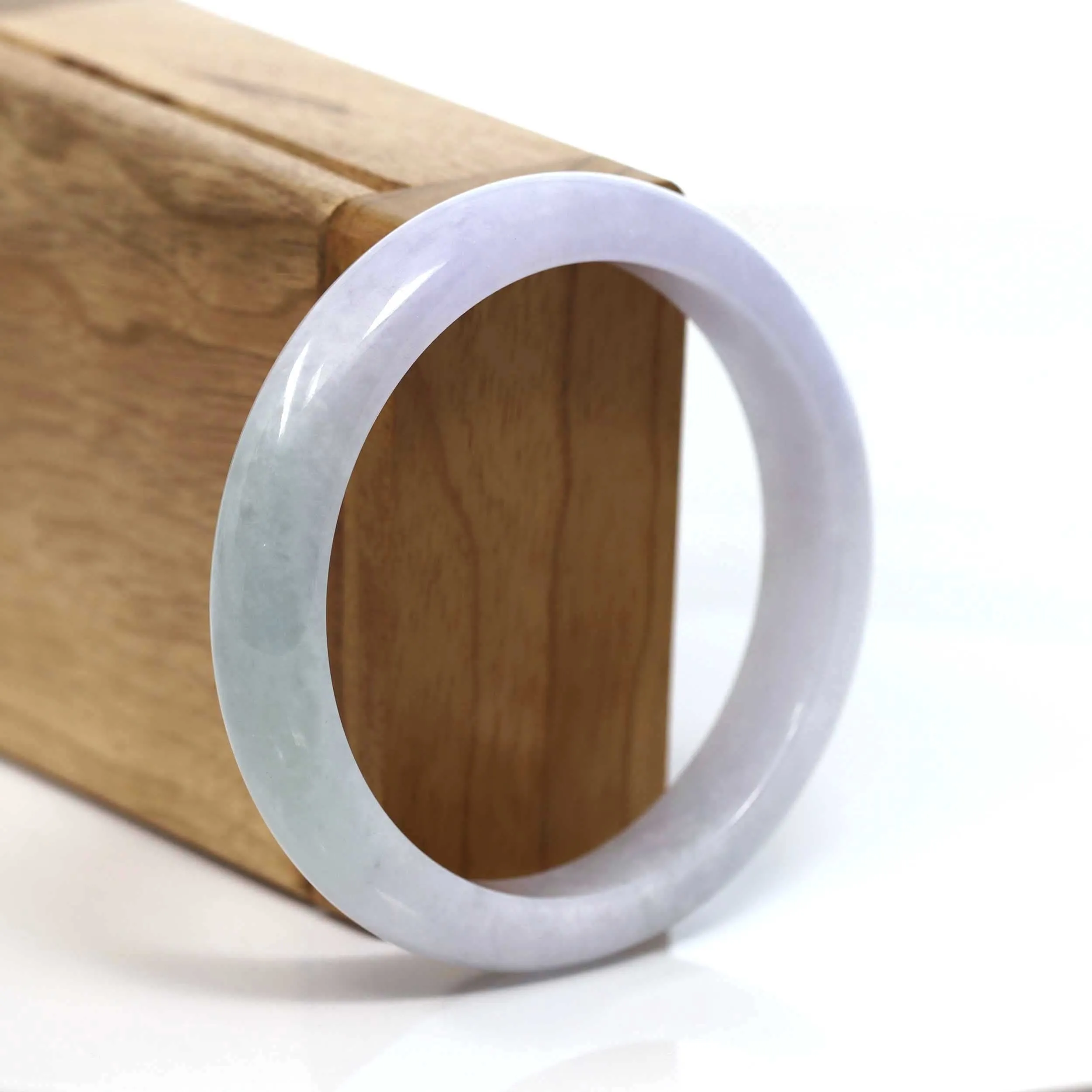Baikalla "Classic Bangle" Genuine Jadeite Jade Lavender Green Bangle Bracelet (56.97mm) #T218