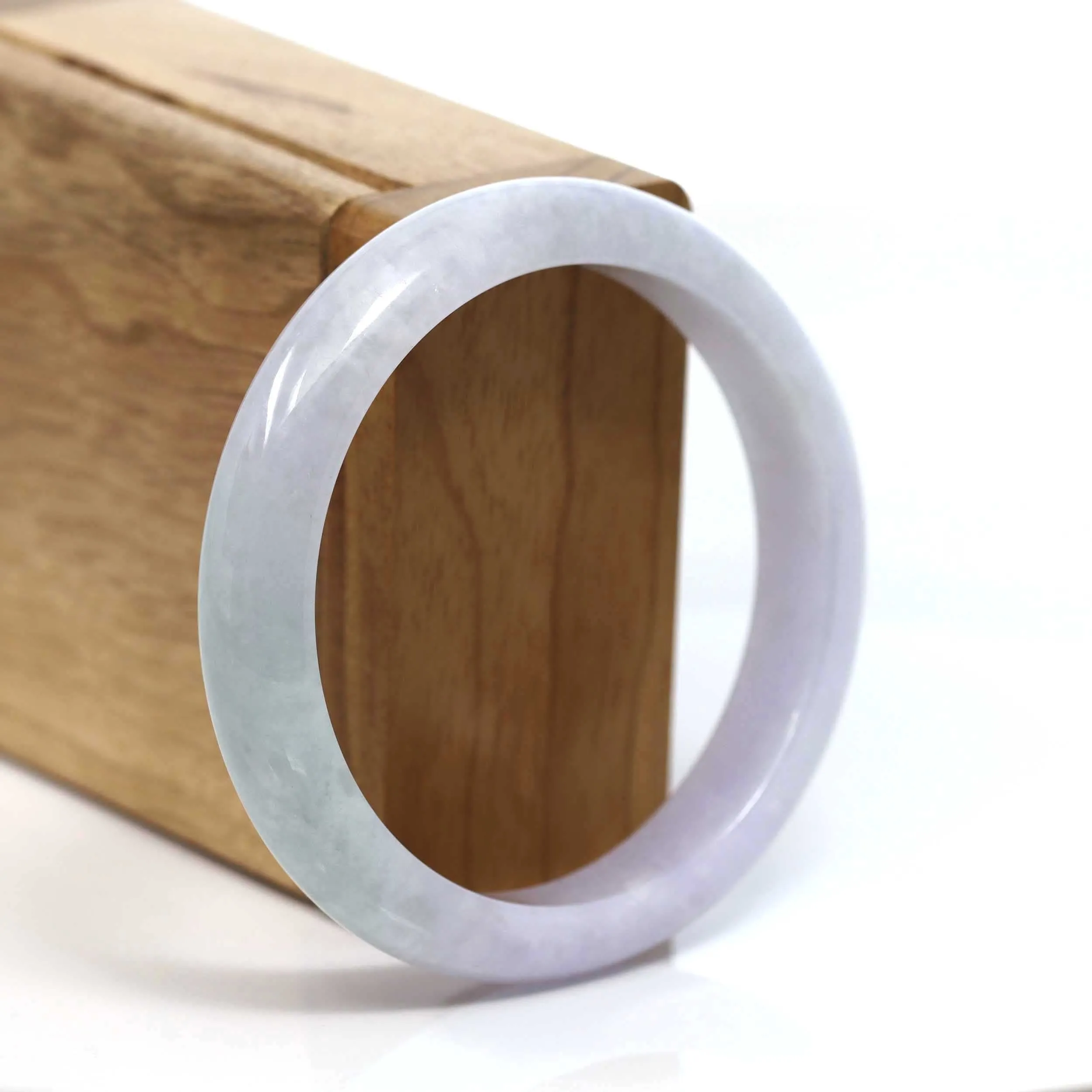 Baikalla "Classic Bangle" Genuine Jadeite Jade Lavender Green Bangle Bracelet (56.97mm) #T218