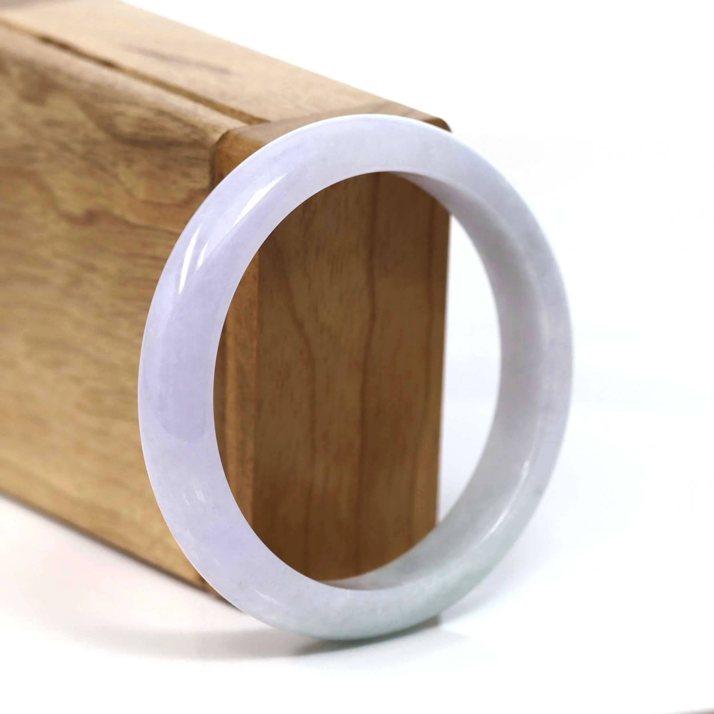 Baikalla "Classic Bangle" Genuine Jadeite Jade Lavender Green Bangle Bracelet (56.97mm) #T218
