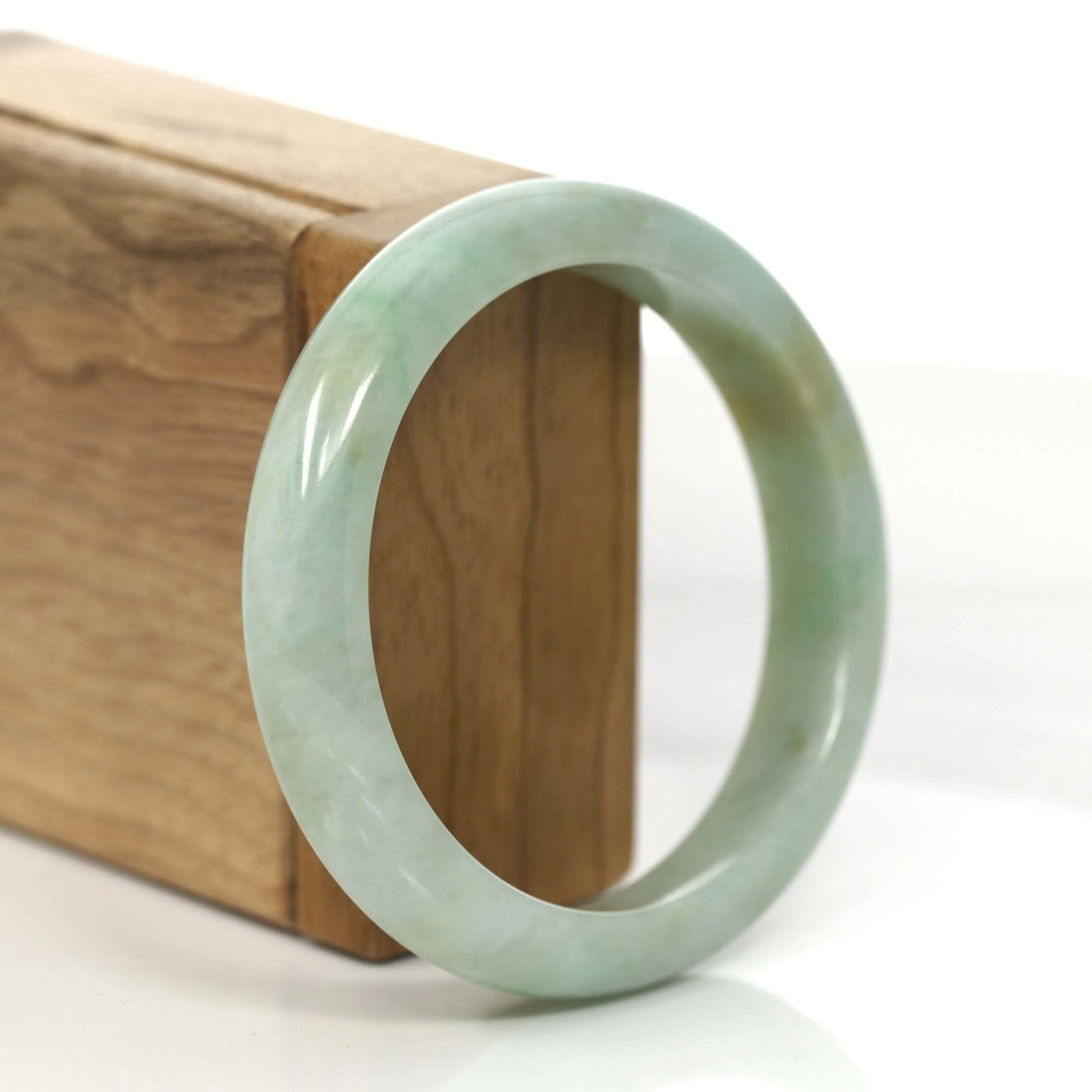 Baikalla "Classic Bangle" Yellow Green Natural Burmese Jadeite Jade Bangle (57.35 mm) #806