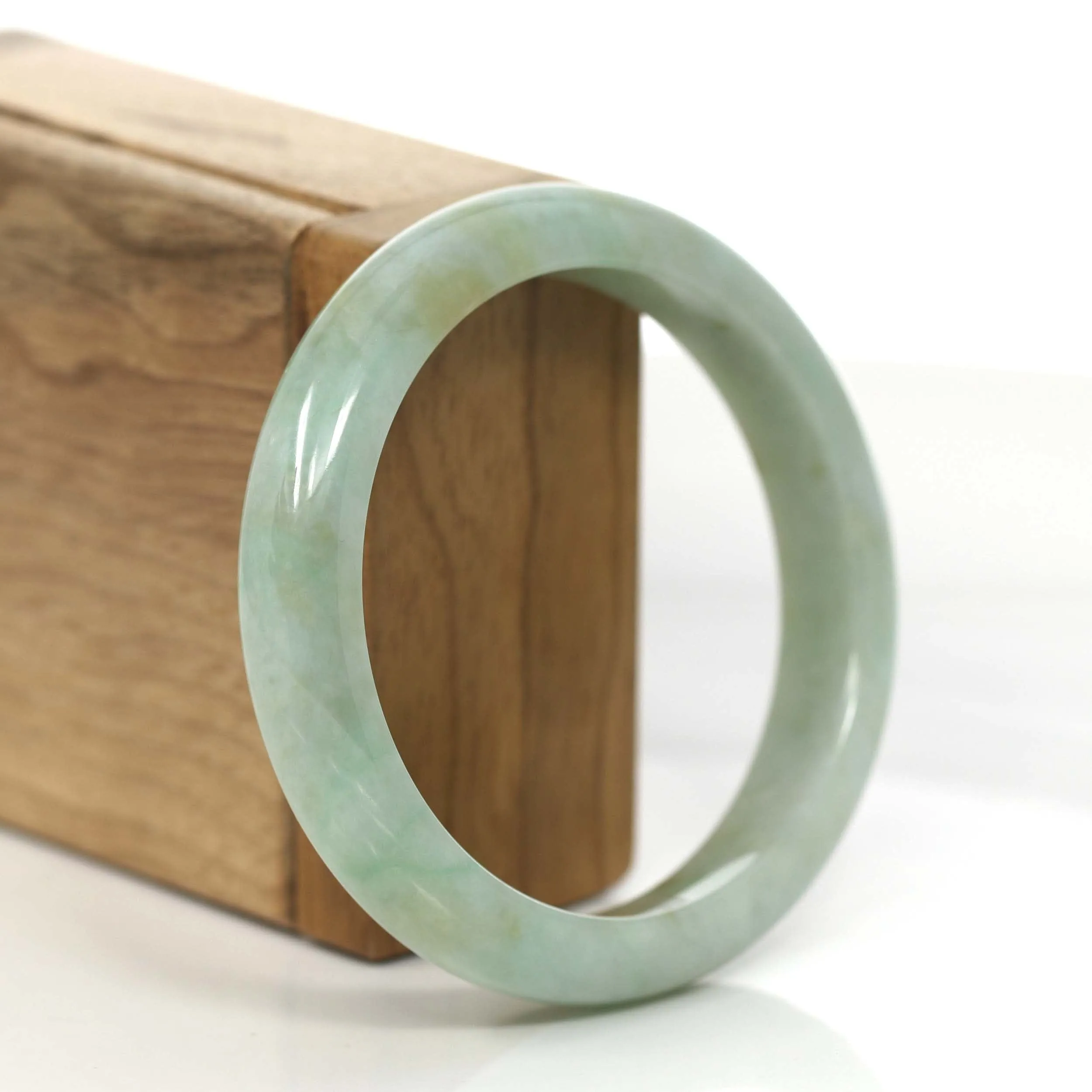 Baikalla "Classic Bangle" Yellow Green Natural Burmese Jadeite Jade Bangle (57.35 mm) #806