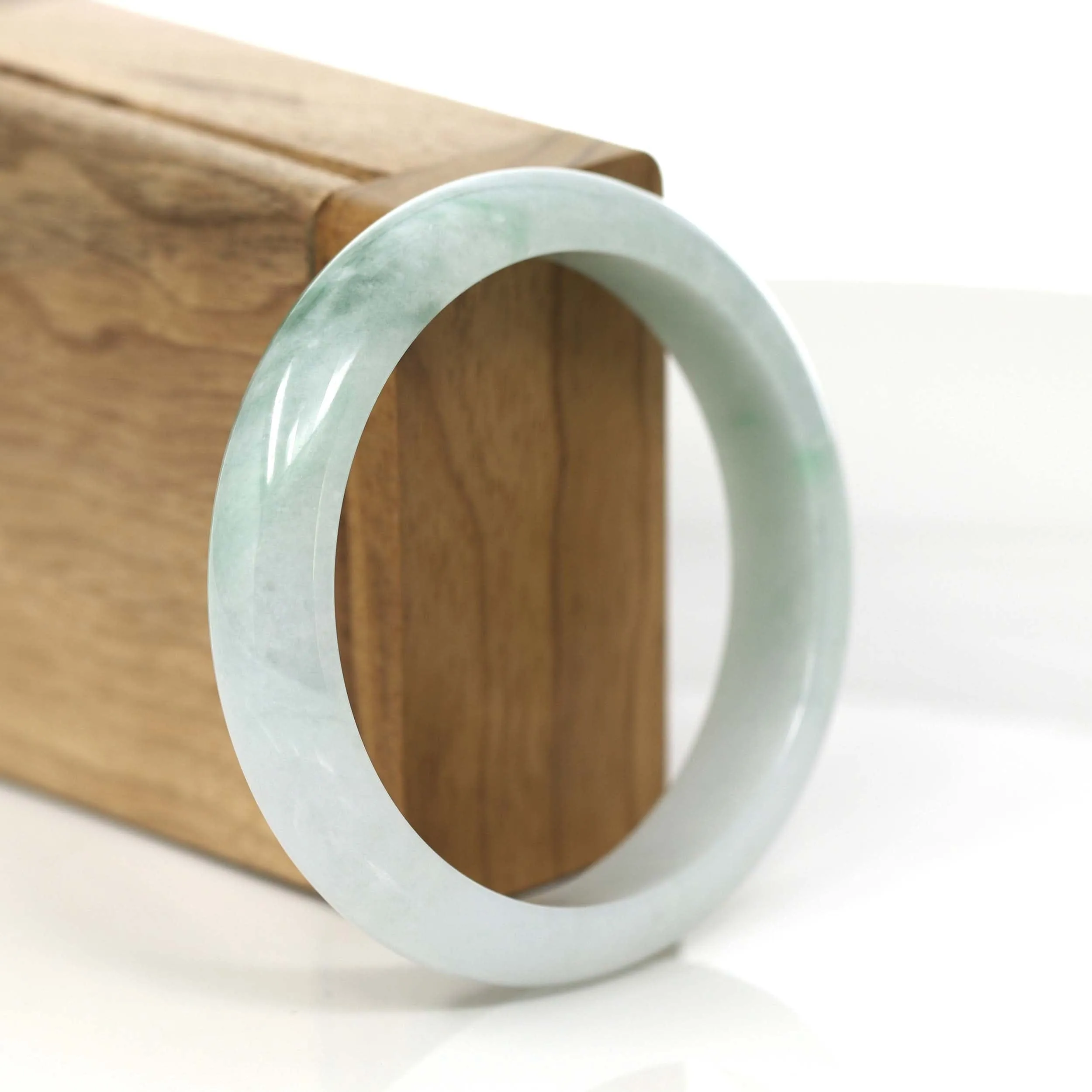Baikalla "Princess Half Round" Blue- Green Jadeite Jade Bangle Bracelet (57.35 mm) #789