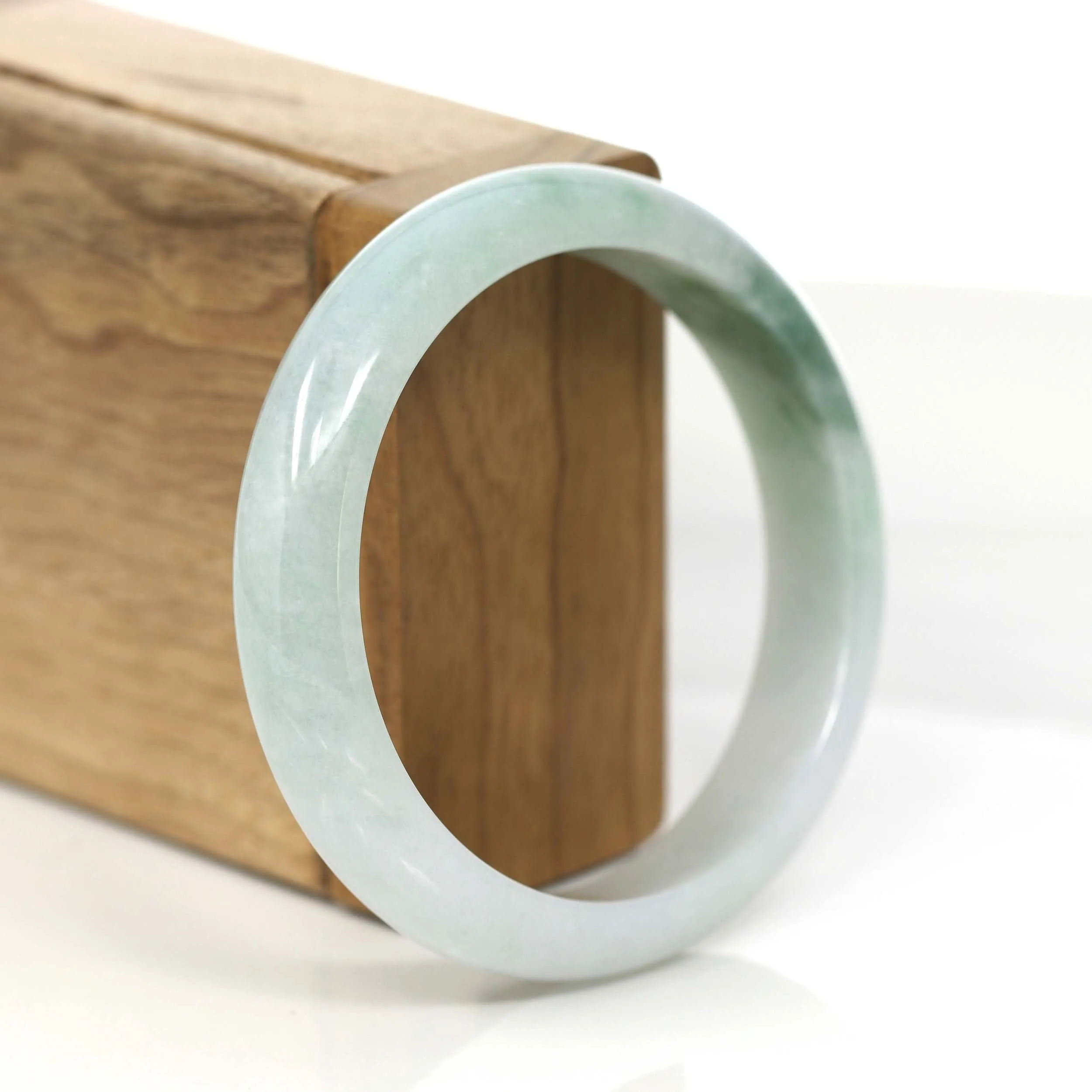 Baikalla "Princess Half Round" Blue- Green Jadeite Jade Bangle Bracelet (57.35 mm) #789
