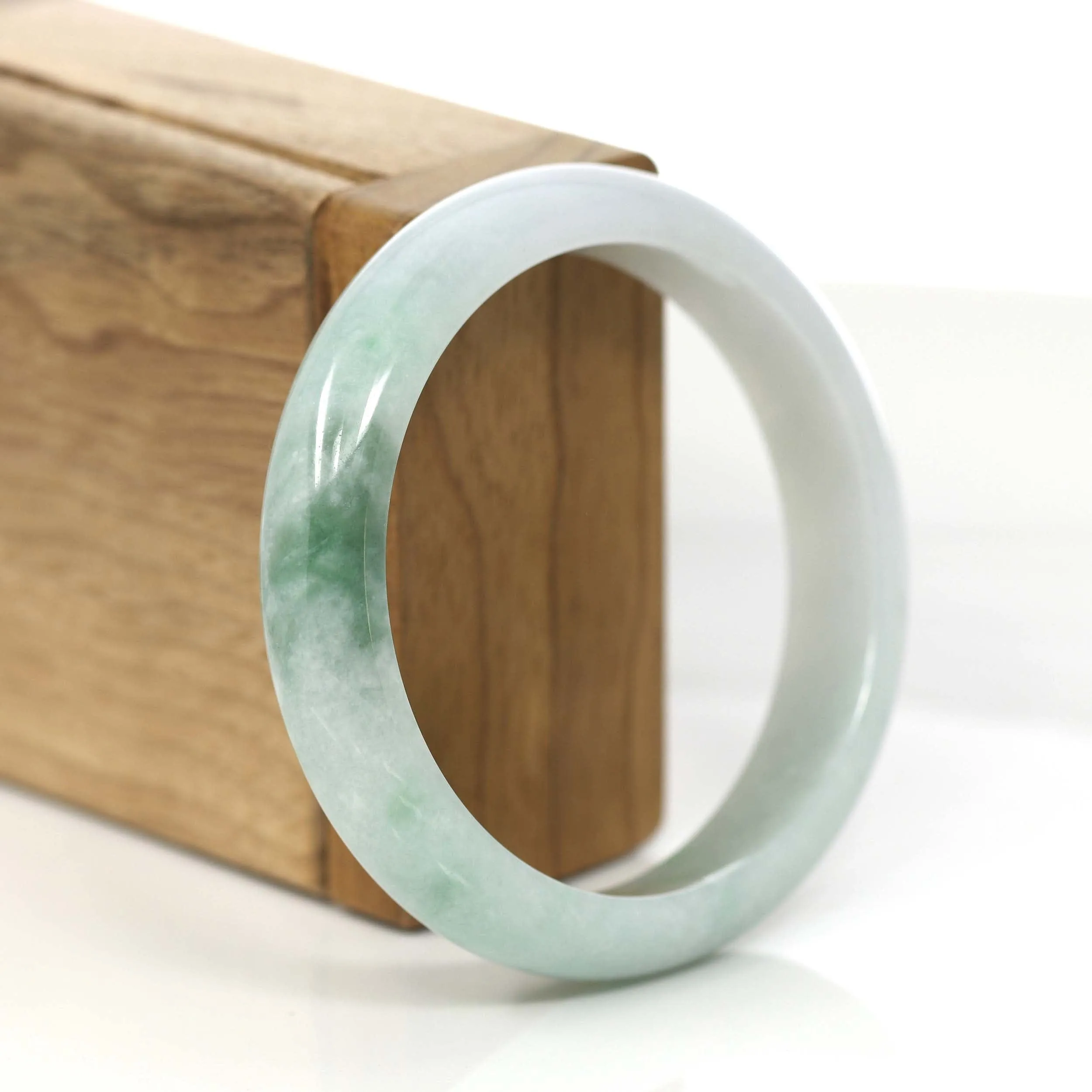 Baikalla "Princess Half Round" Blue- Green Jadeite Jade Bangle Bracelet (57.35 mm) #789