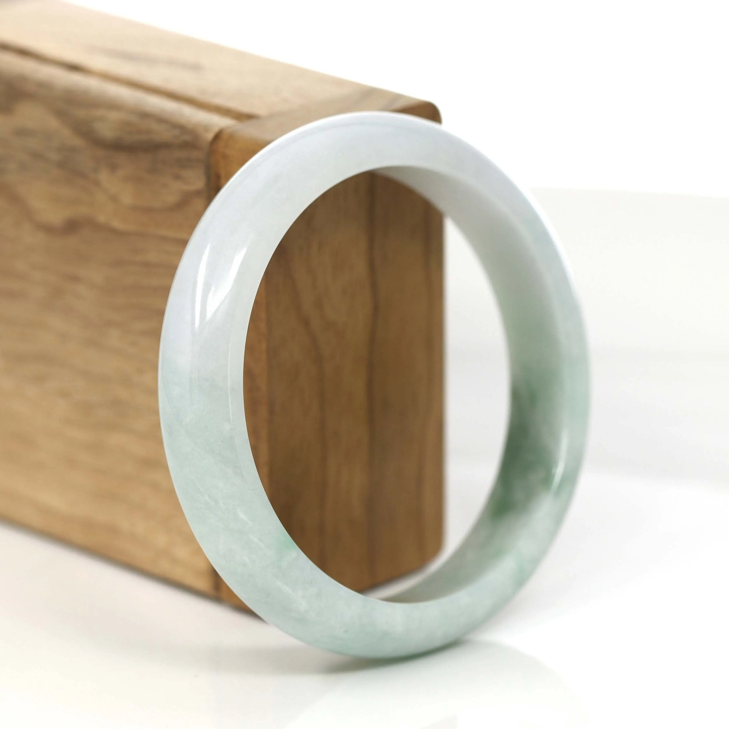 Baikalla "Princess Half Round" Blue- Green Jadeite Jade Bangle Bracelet (57.35 mm) #789