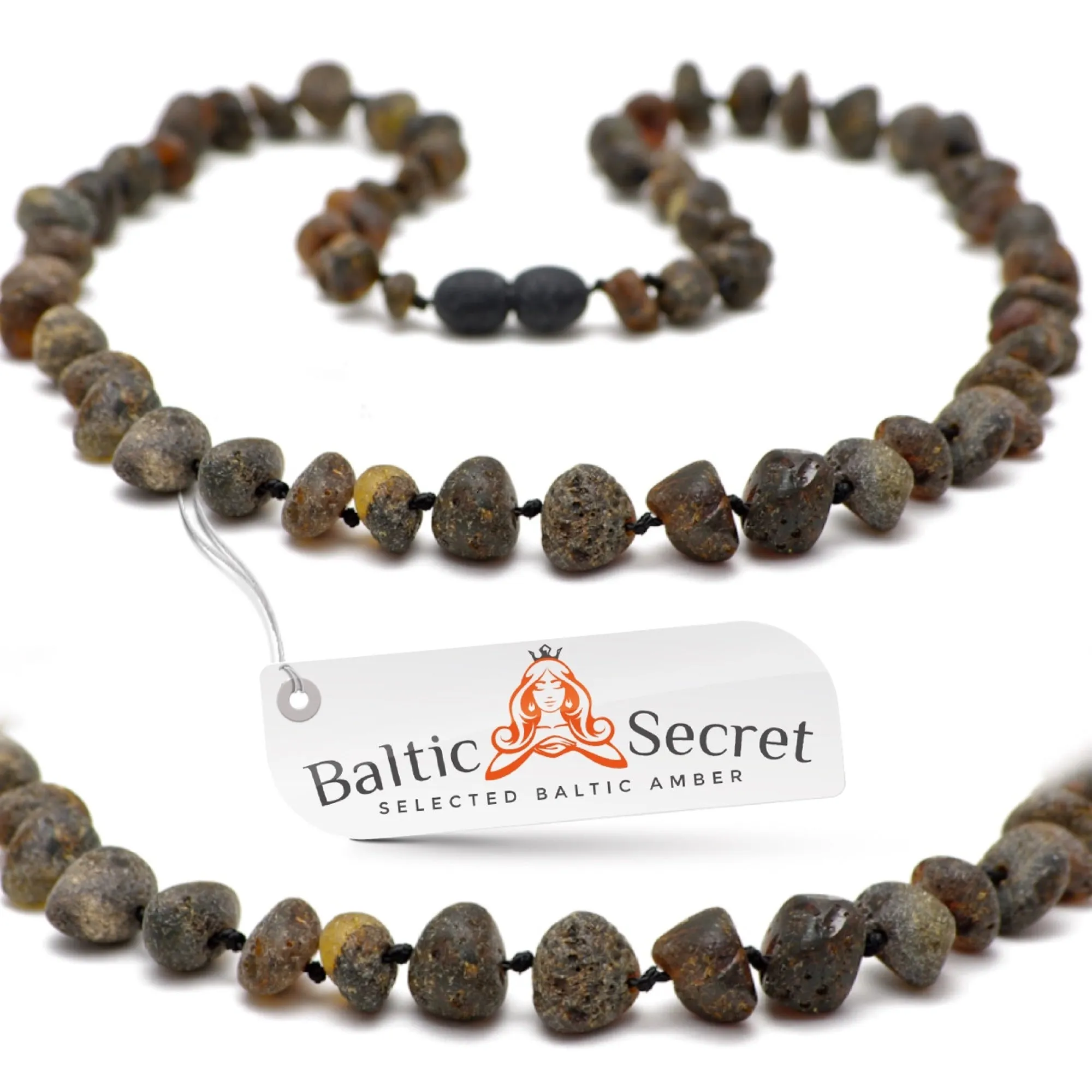 BALTIC BLACK AMBER NECKLACE & BRACELET -  RAW BEADS