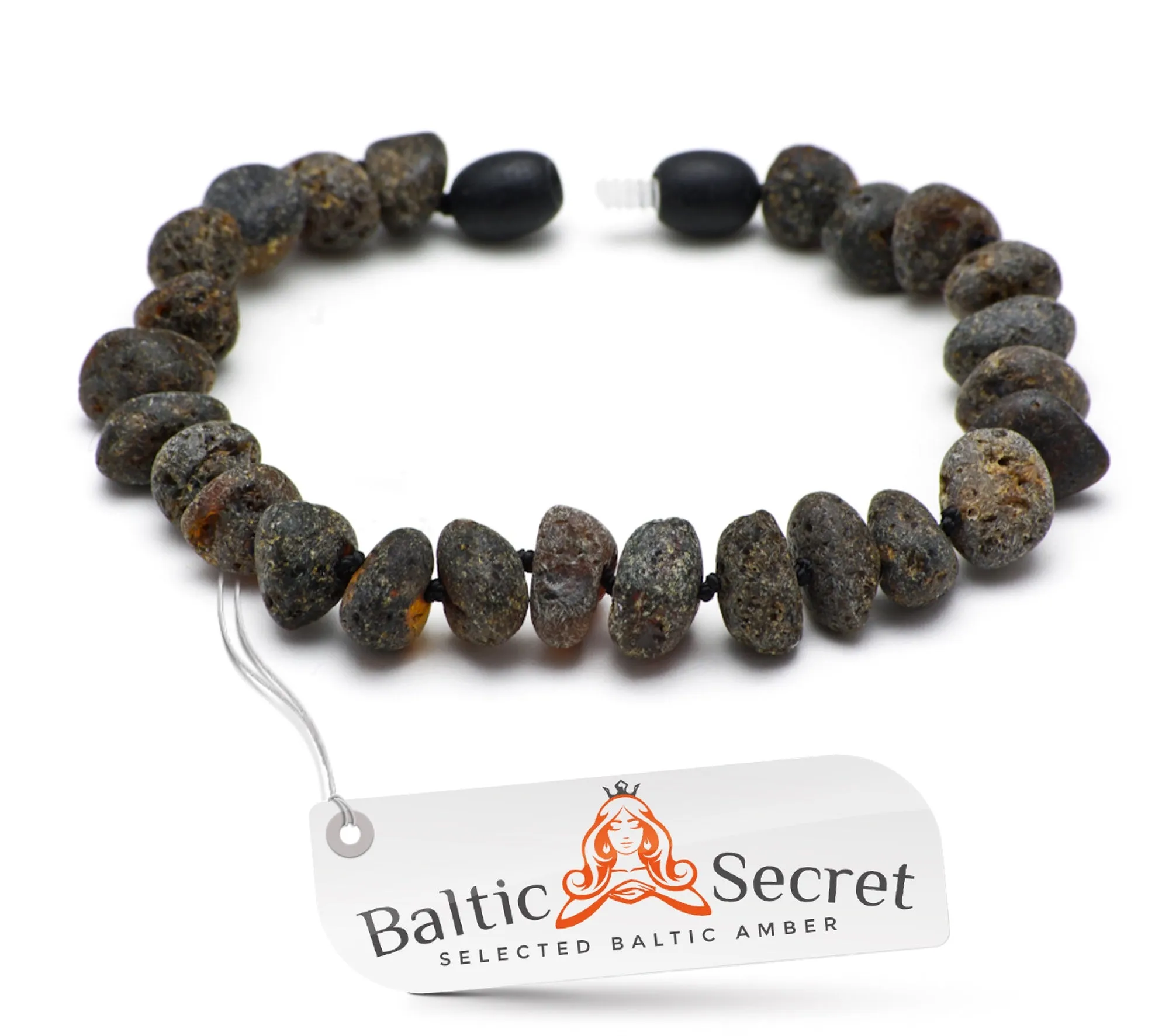 BALTIC BLACK AMBER NECKLACE & BRACELET -  RAW BEADS