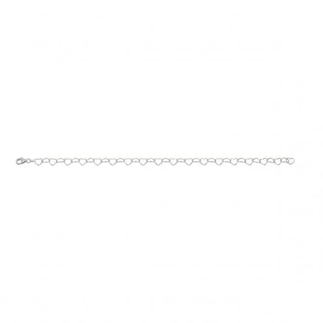 Beginnings Sterling Silver Linked Heart Ankle Chain K199