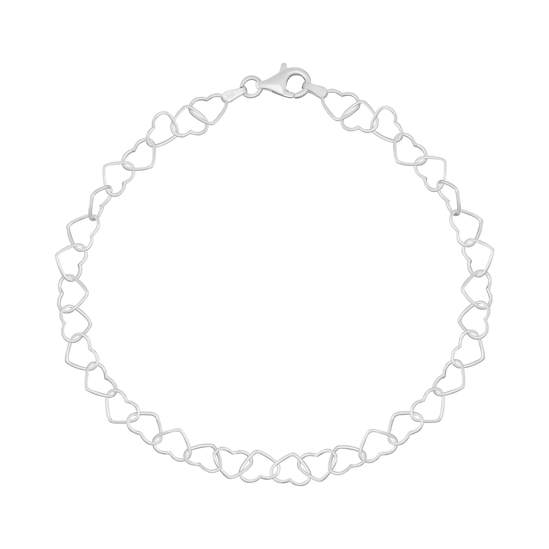 Beginnings Sterling Silver Linked Heart Ankle Chain K199