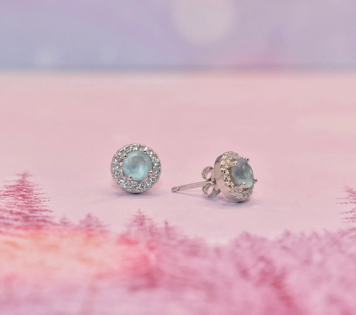 Blue Topaz & CZ Studs