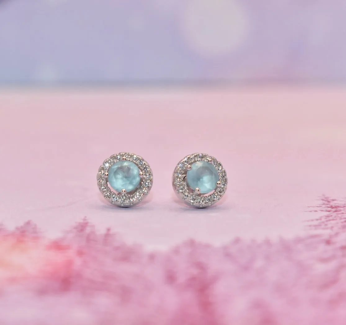 Blue Topaz & CZ Studs
