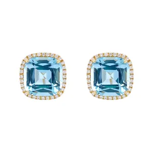 Blue Topaz and Diamond Earrings