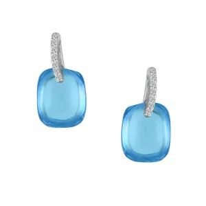 Blue Topaz and Diamond Fashion Earrings in Sterling Silver