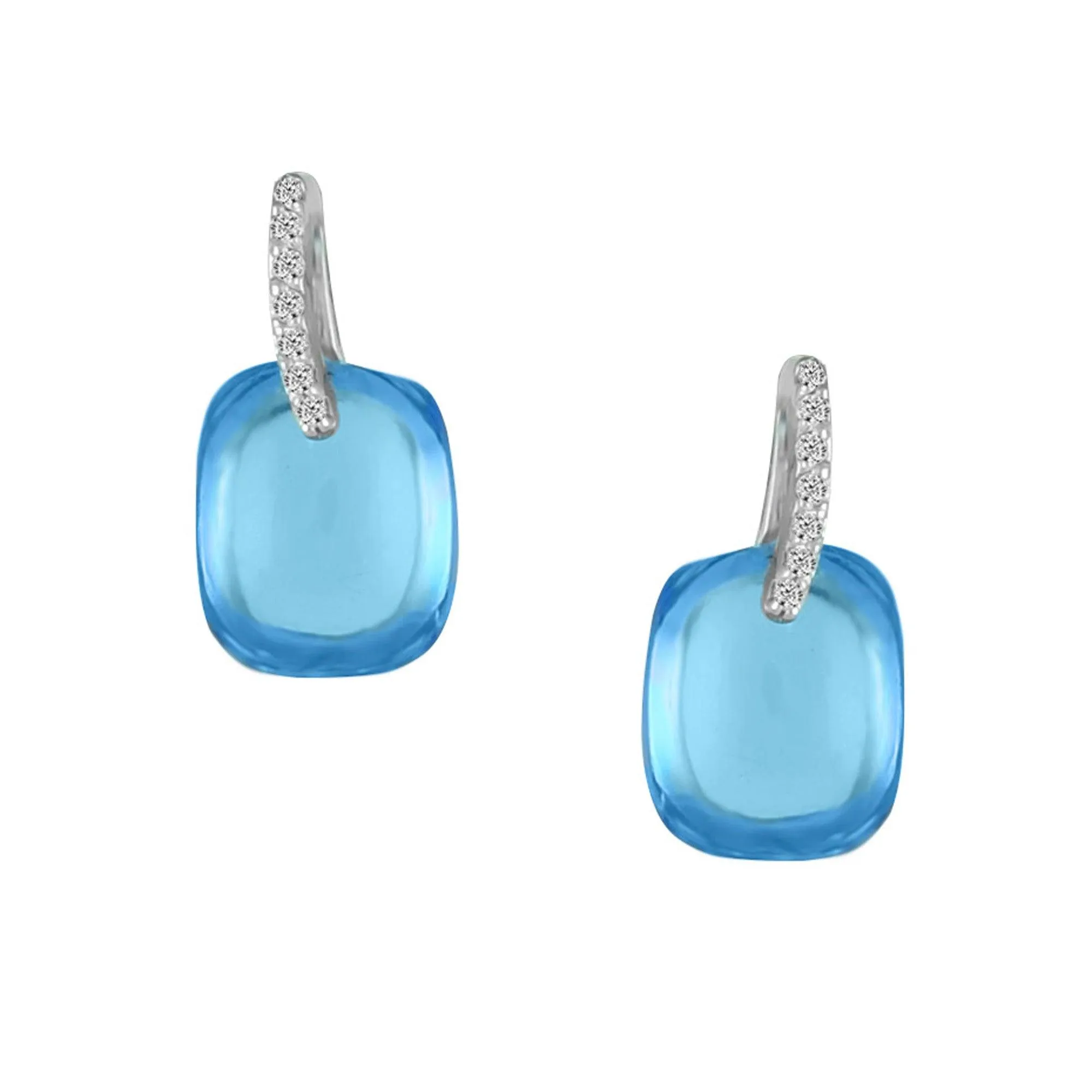 Blue Topaz and Diamond Fashion Earrings in Sterling Silver