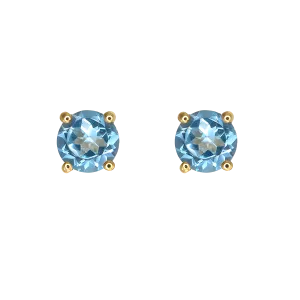 Blue Topaz Stud Earrings in 18k Yellow Gold