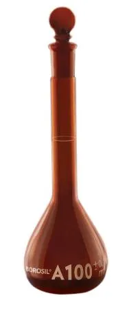 Borosil® Flasks, Volumetric, Class A, Amber, Polypropylene (PP) Stopper, 25mL, 10/19, Batch Cert, CS/5
