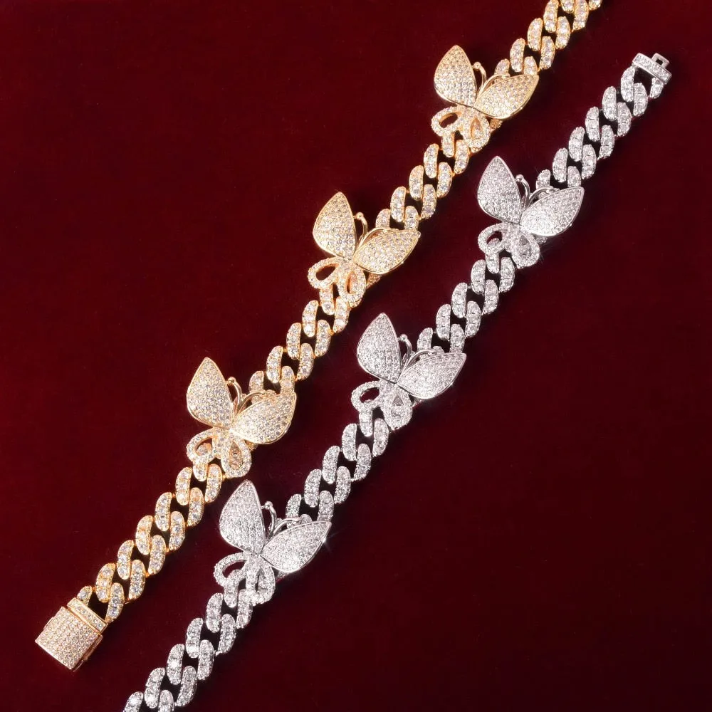 Butterfly Anklet Gold Color Cuban Chain