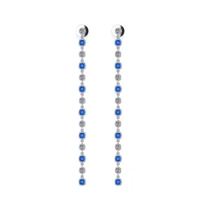CA Custom London Blue Topaz and Diamond 18 karat white gold Chandelier Earrings