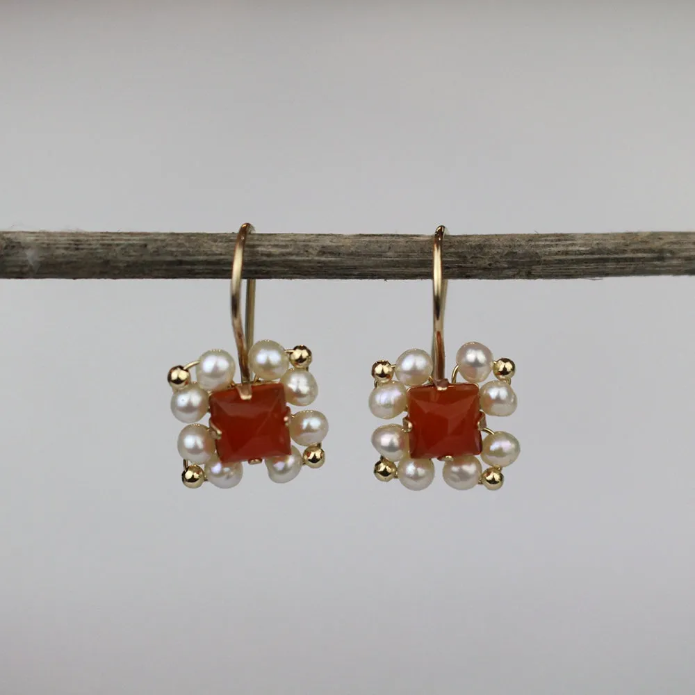 Carnelian Pearl Victoria Earrings