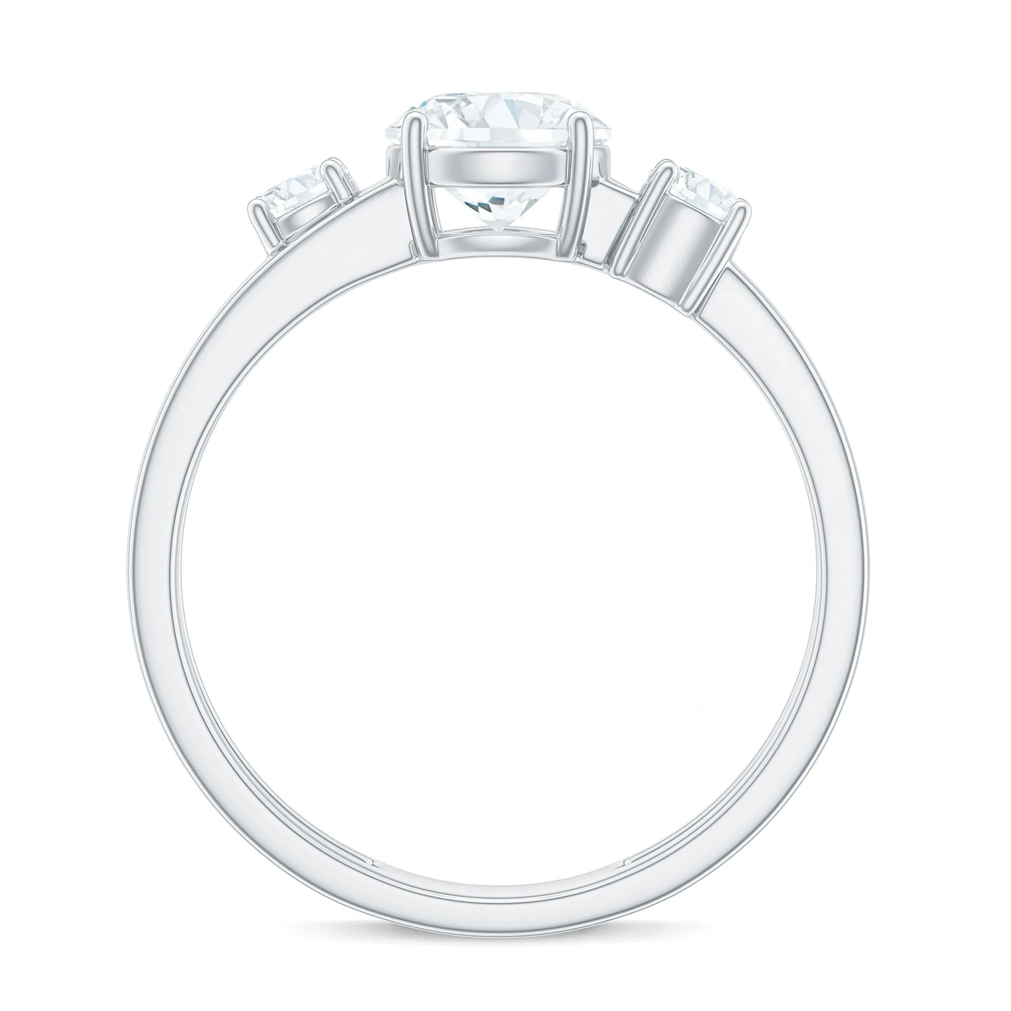 Certified Cubic Zirconia Three Stone Double Band Ring