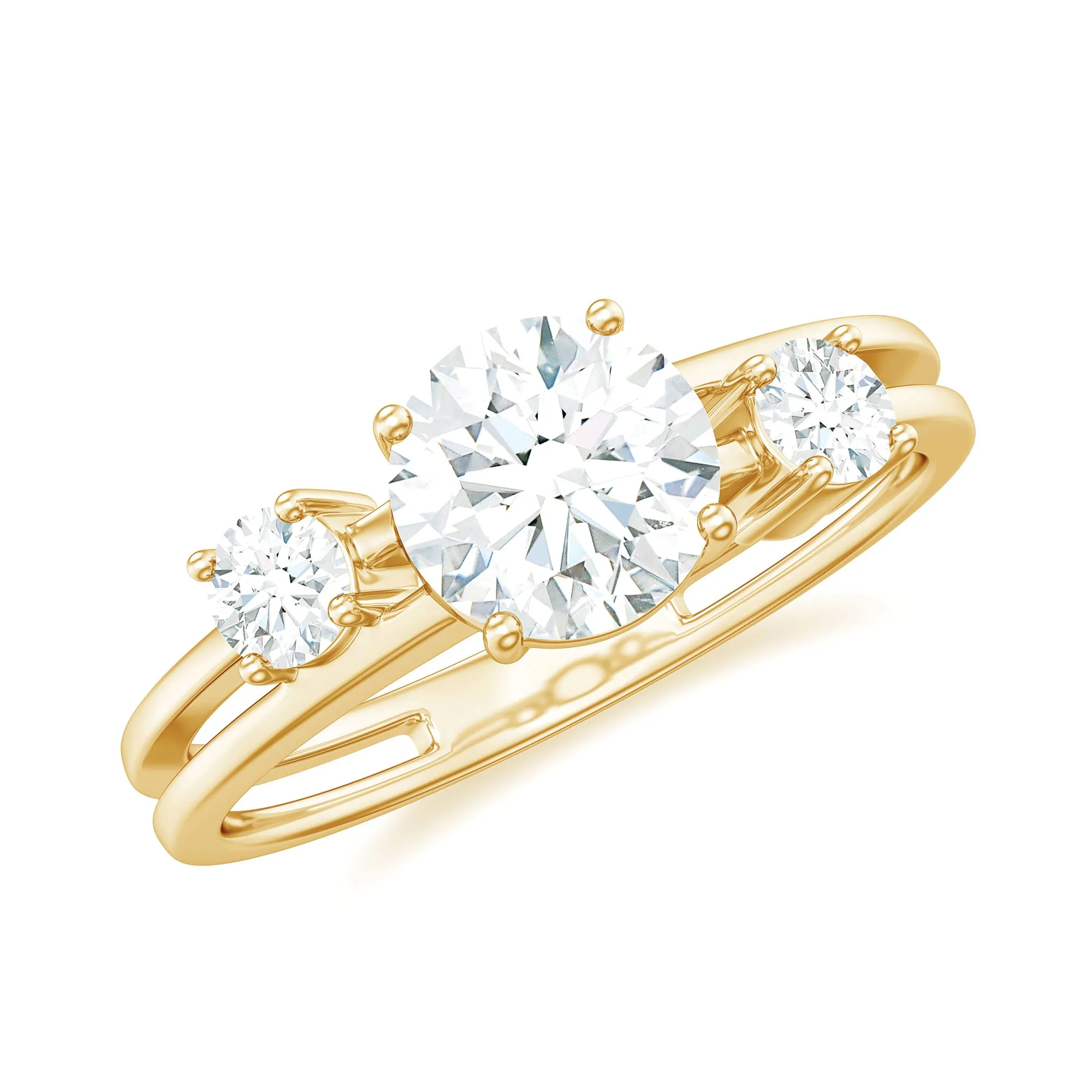 Certified Cubic Zirconia Three Stone Double Band Ring